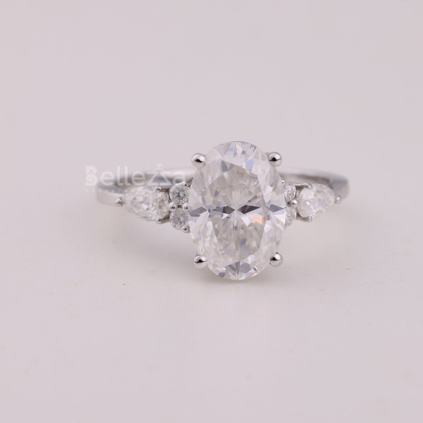 2.0CT Oval Cut Cluster Diamond Moissanite Engagement Ring