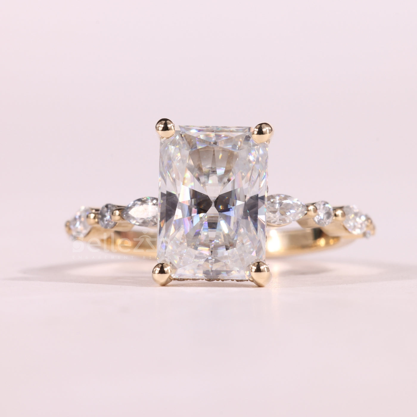 1.50CT Radiant Cut Pave Setting Moissanite Engagement Ring