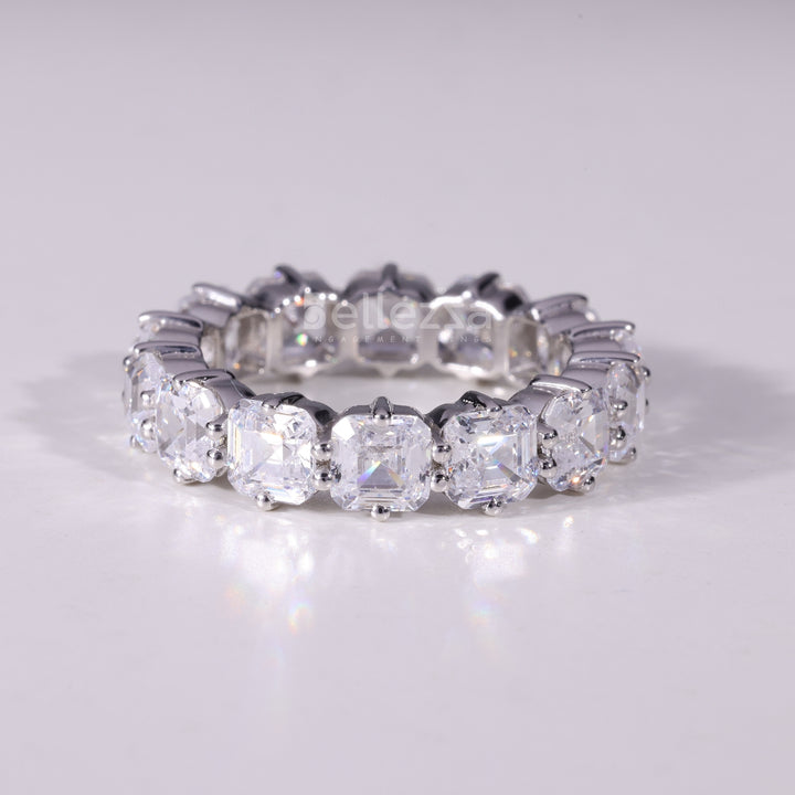 Asscher Cut Full Eternity Moissanite Wedding Band