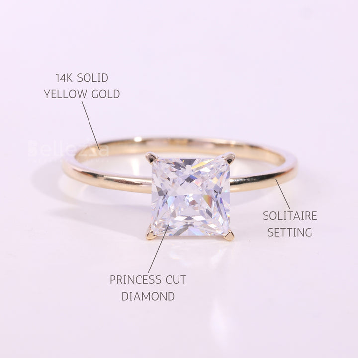 1.0CT Princess Cut Diamond Solitaire Engagement Ring