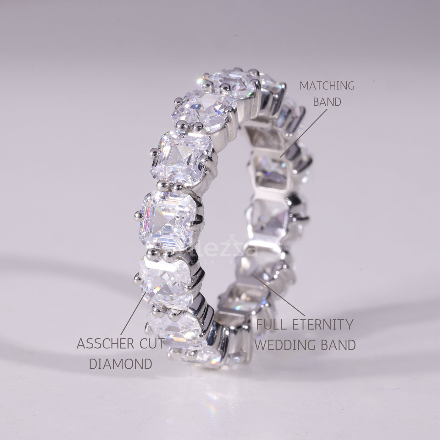 Asscher Cut Full Eternity Moissanite Wedding Band