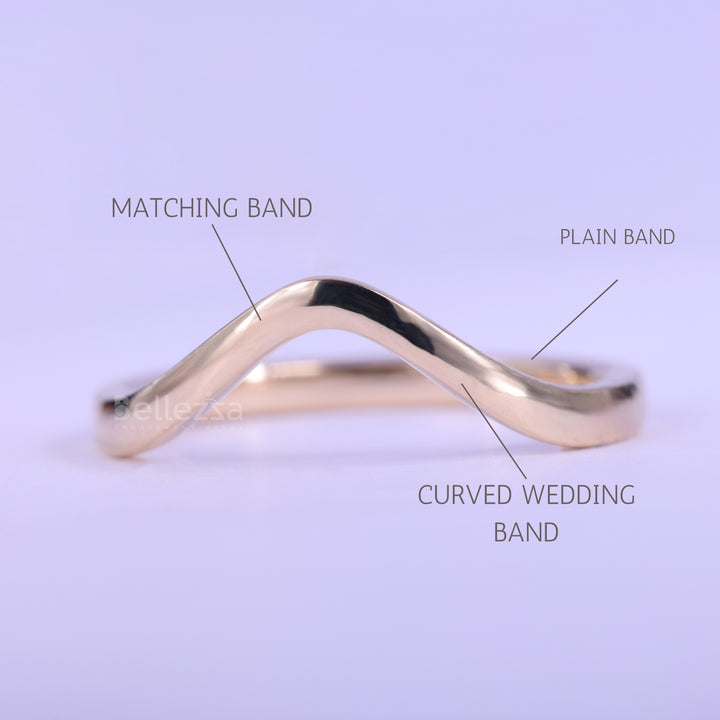 14K Solid Gold Plain Curved Wedding Band