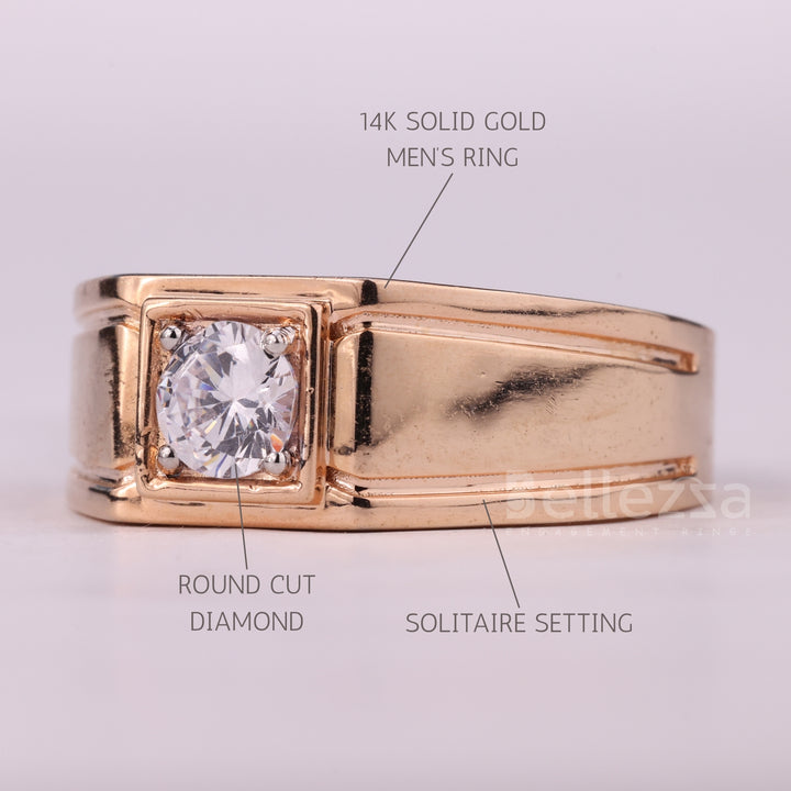 0.75CT Round Cut Unique Solitaire Moissanite Men's Engagement Ring