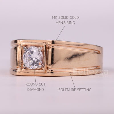 0.75CT Round Cut Unique Solitaire Moissanite Men's Engagement Ring