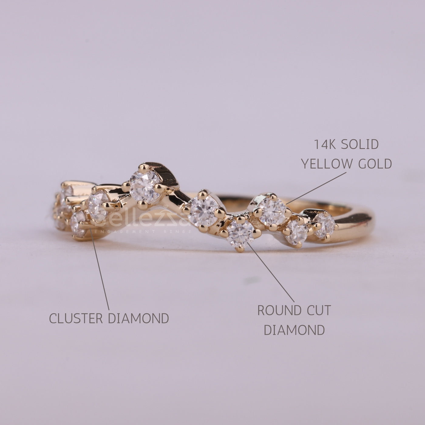 Round Cut Cluster Diamond Moissanite Wedding Band