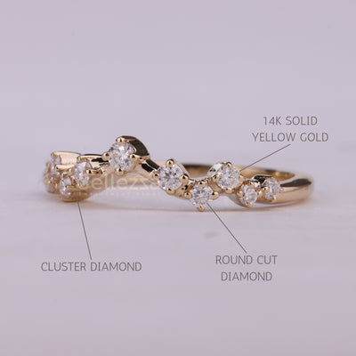 Round Cut Cluster Diamond Moissanite Wedding Band