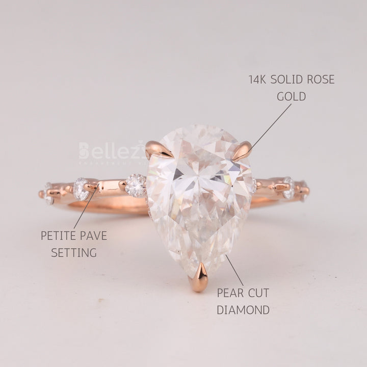 1.50CT Pear Cut Hidden Halo Pave Setting Engagement Ring