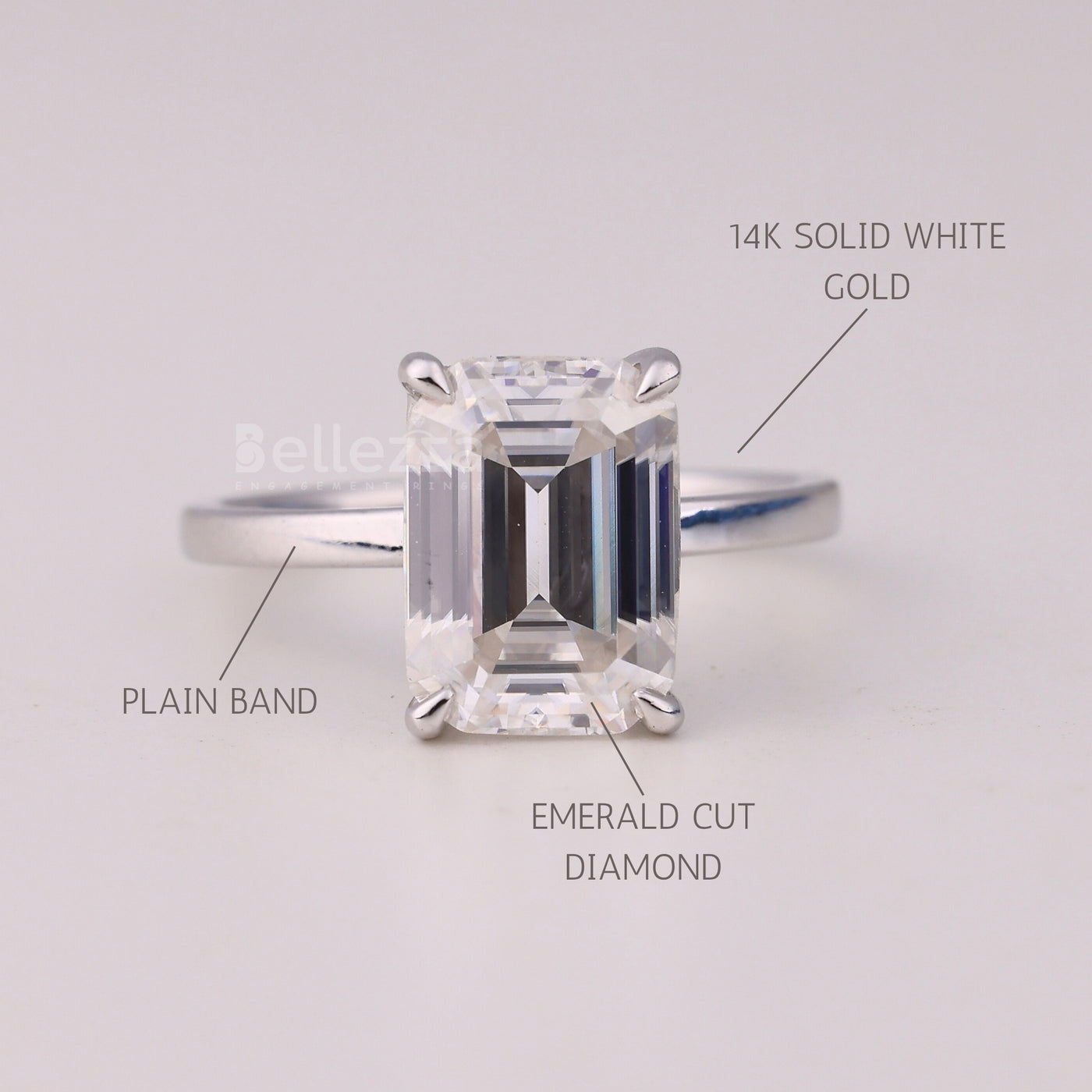 1.50CT Emerald Cut Hidden Halo Moissanite Engagement Ring
