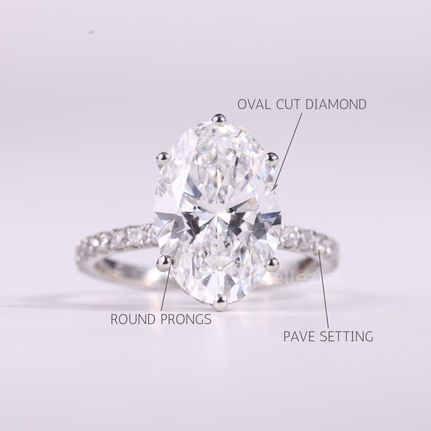 3.0CT Oval Cut Hidden Halo Pave Setting Moissanite Engagement Ring