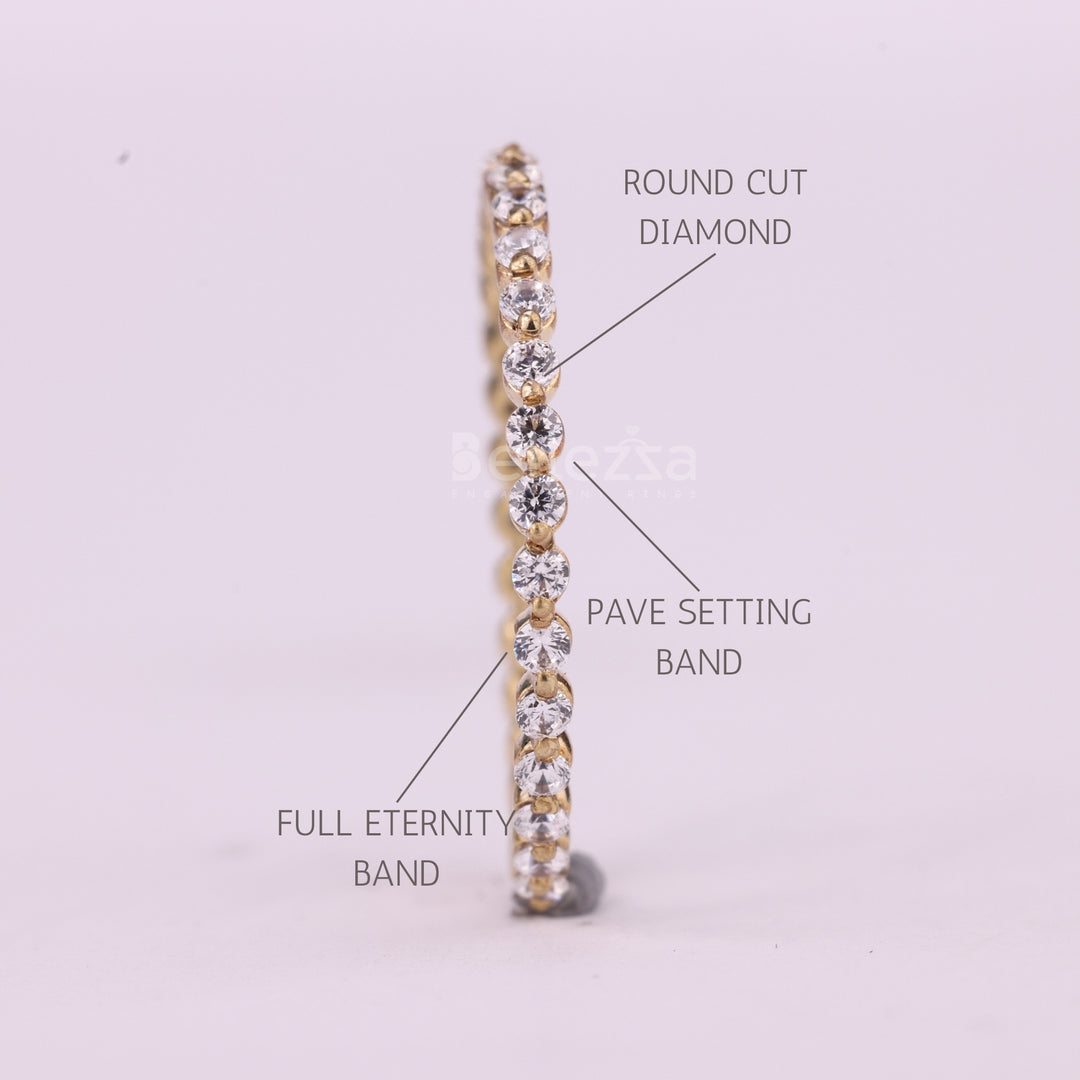 Round Cut Pave Setting Full Eternity Moissanite Wedding Band