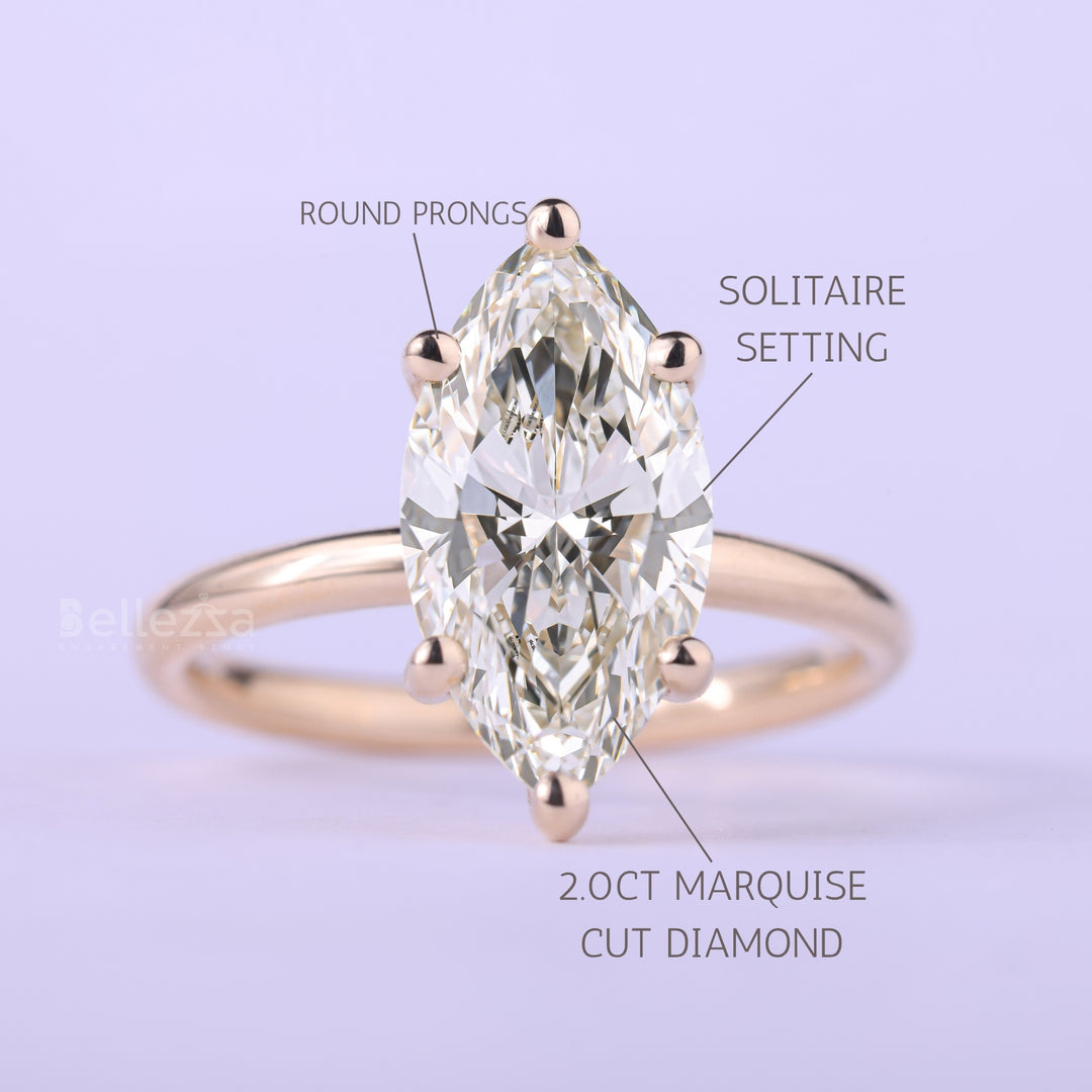 2.50CT Marquise Cut Diamond Solitaire Moissanite Engagement Ring