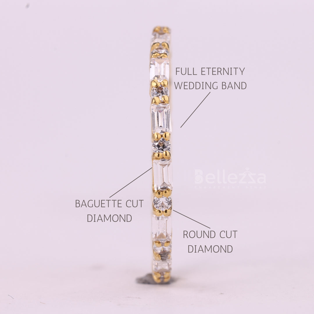 Baguette & Round Cut Full Eternity Moissanite Wedding Band