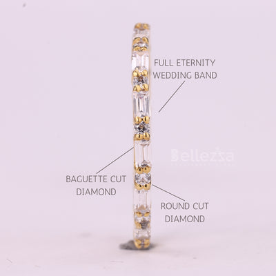 Baguette & Round Cut Full Eternity Moissanite Wedding Band