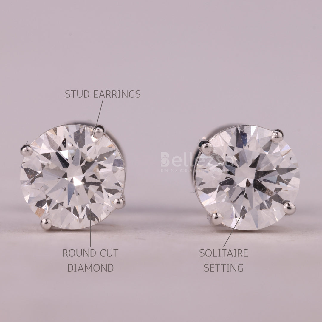 1.0CTW Round Cut Solitaire Moissanite Stud Earrings