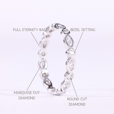 Marquise & Round Cut Alternative Bezel Setting Eternity Wedding Band
