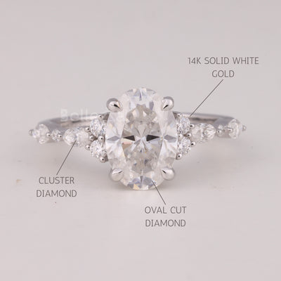 1.50CT Oval Cut Cluster Diamond Moissanite Engagement Ring