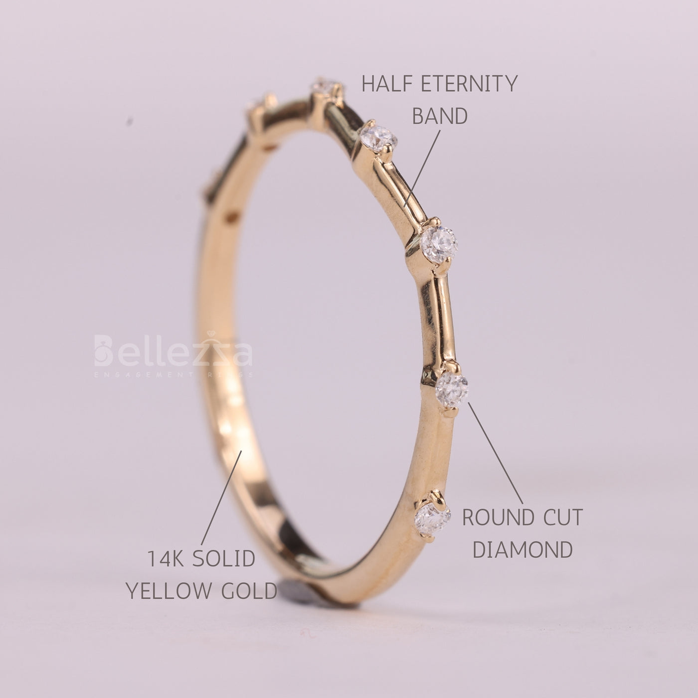 Round Cut Diamond Moissanite Petite Pave Setting Wedding Band