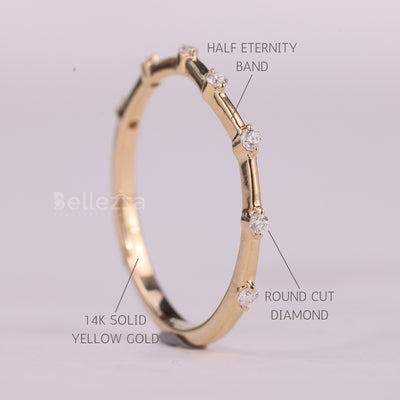 Round Cut Diamond Moissanite Petite Pave Setting Wedding Band