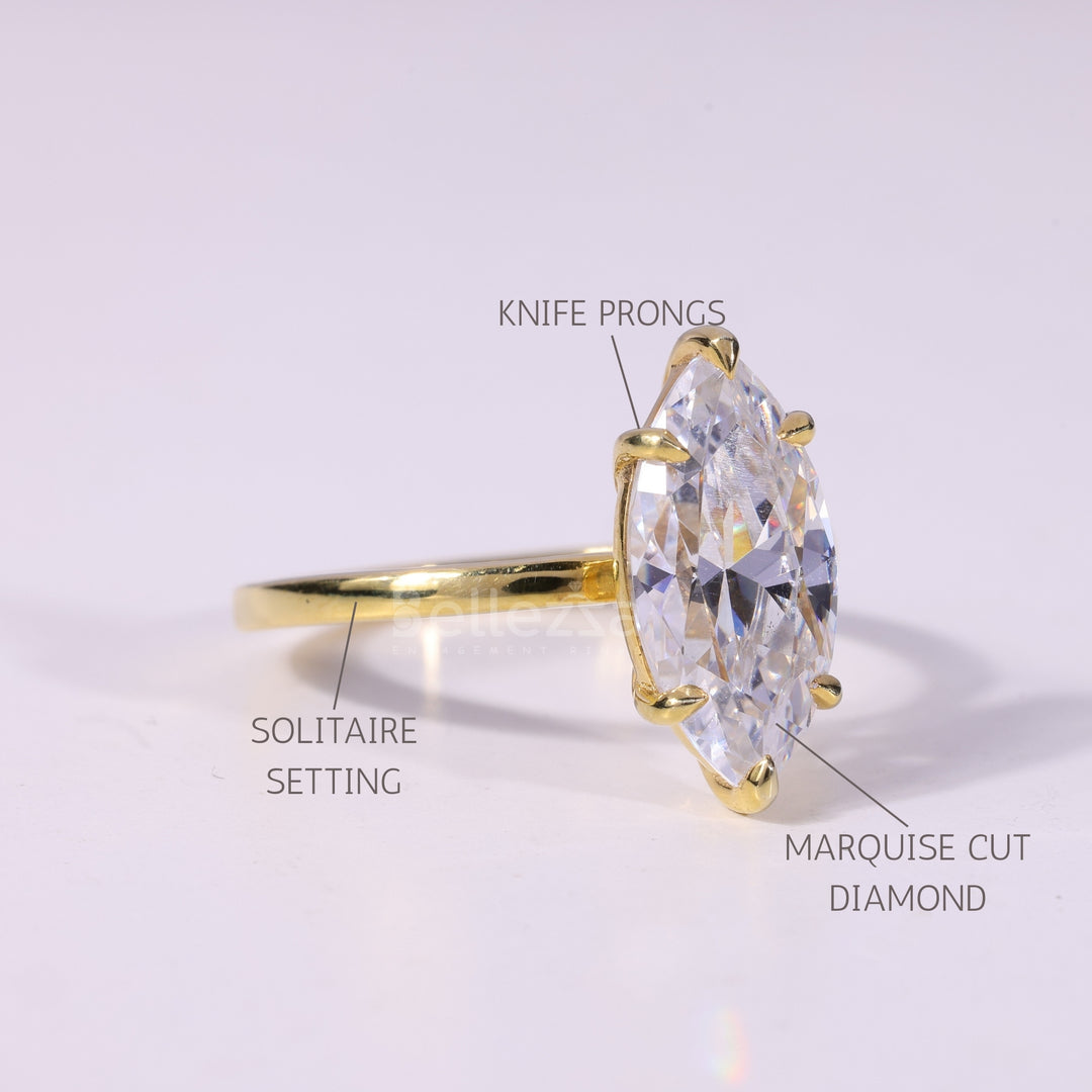 2.0CT Marquise Cut Solitaire Moissanite Engagement Ring