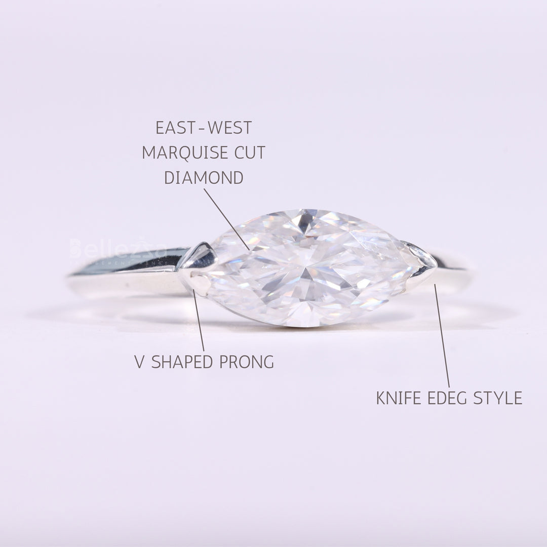1.50CT East-West Marquise Cut Solitaire Engagement Ring