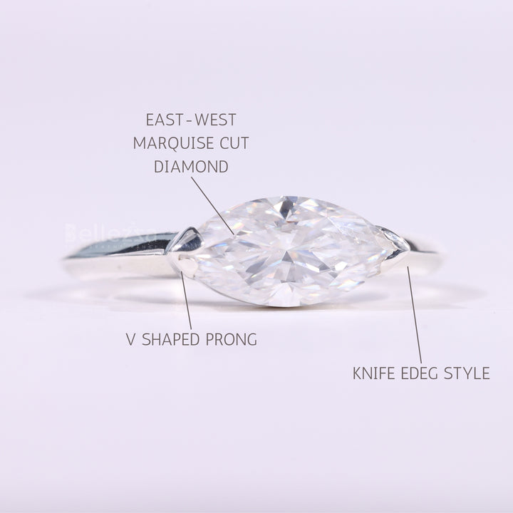 1.50CT East-West Marquise Cut Solitaire Engagement Ring