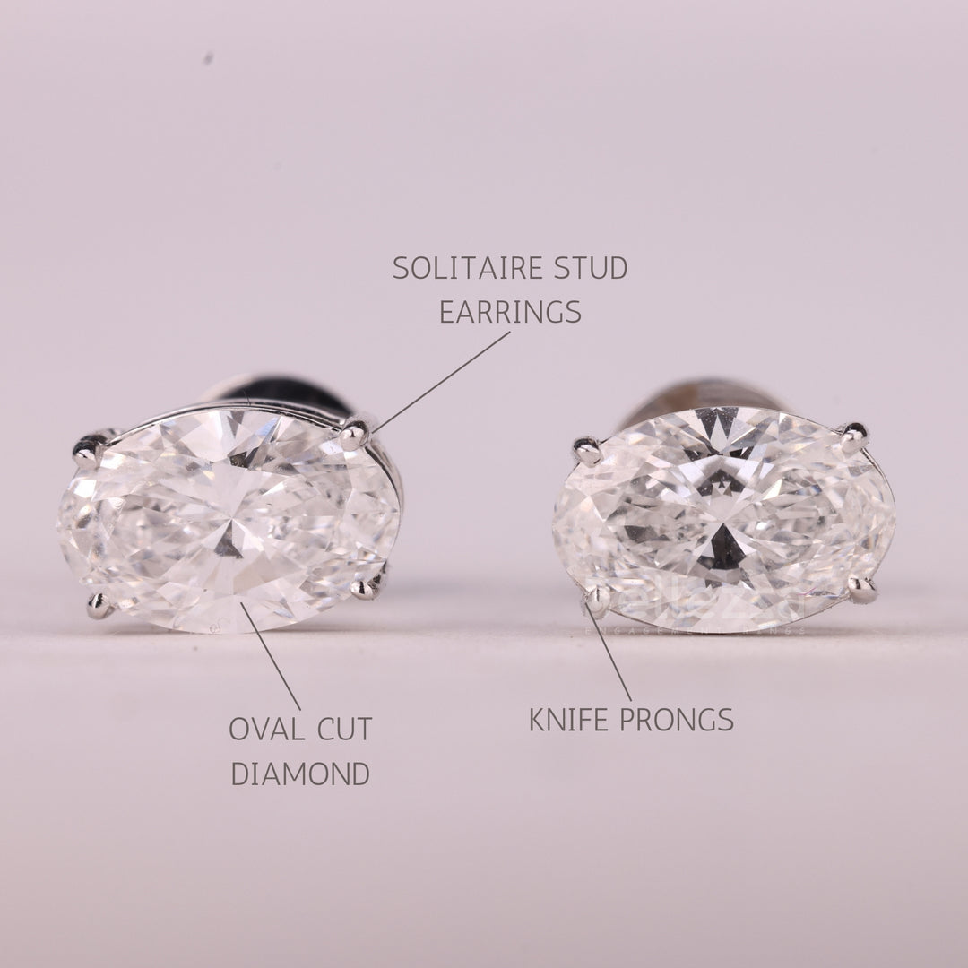 2.0CTW Oval Cut Diamond Moissanite Solitaire Stud Earrings