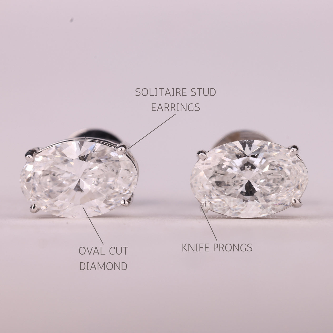 2.0CTW Oval Cut Diamond Moissanite Solitaire Stud Earrings