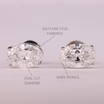 2.0CTW Oval Cut Diamond Moissanite Solitaire Stud Earrings