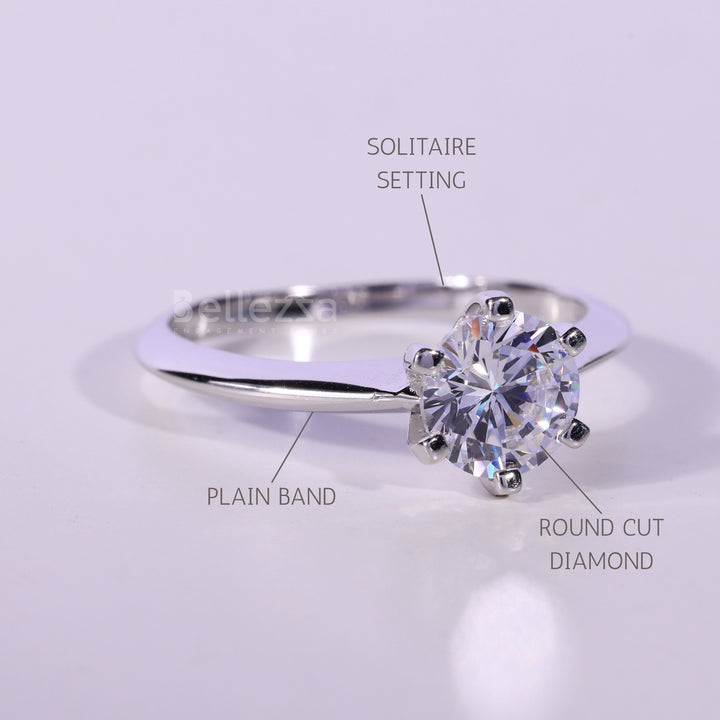 0.75CT Round Cut Solitaire Moissanite Engagement Ring