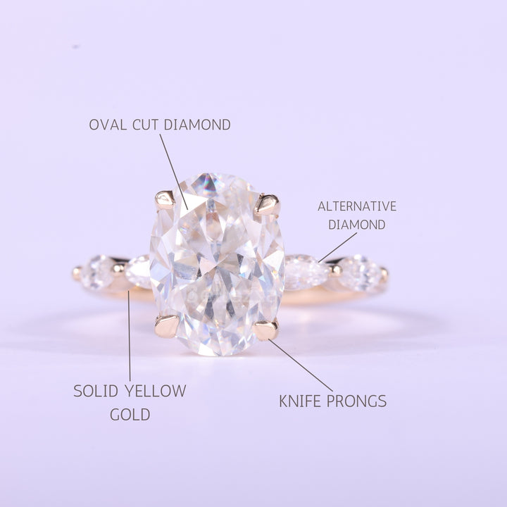 1.50CT Oval Cut Pave Setting Moissanite Engagement Ring