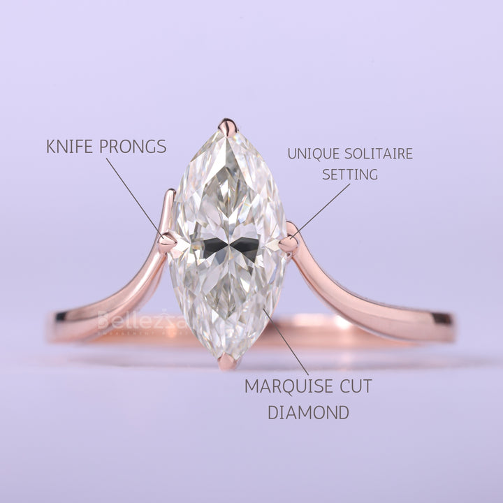 1.50CT Marquise Cut Diamond Unique Solitaire Engagement Ring