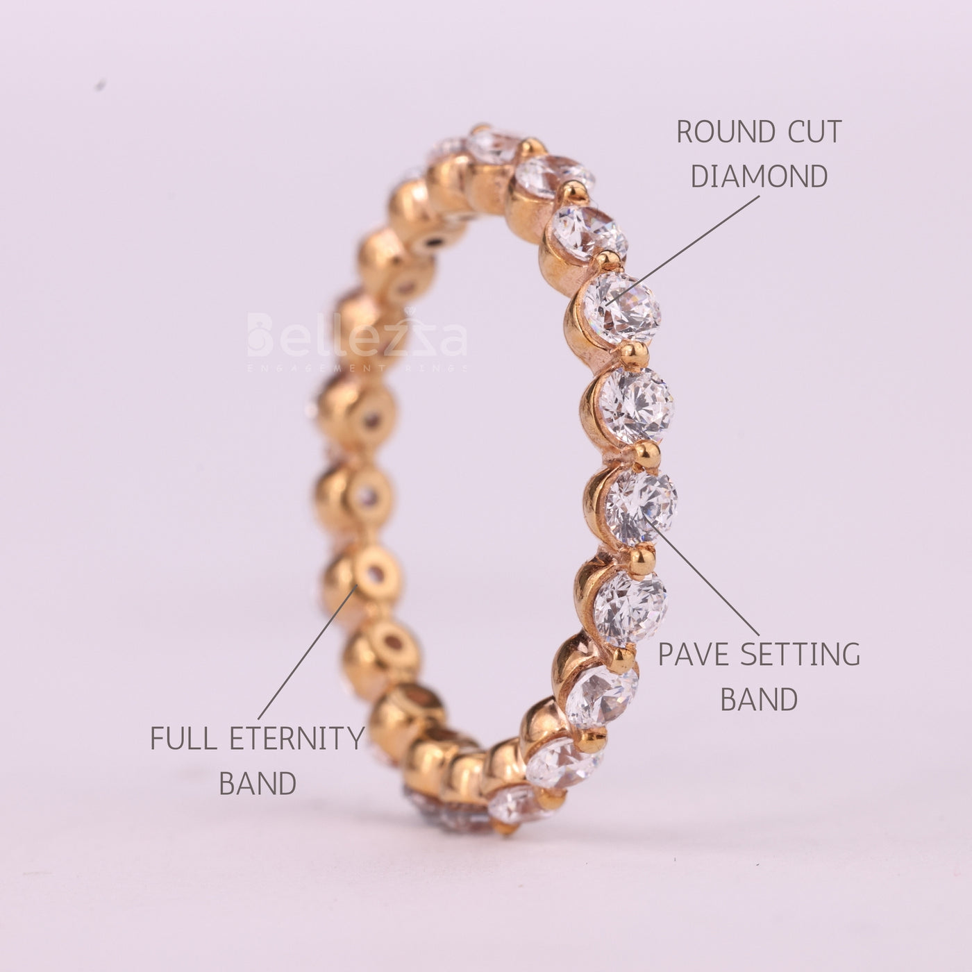 Round Cut Pave Setting Full Eternity Moissanite Wedding Band