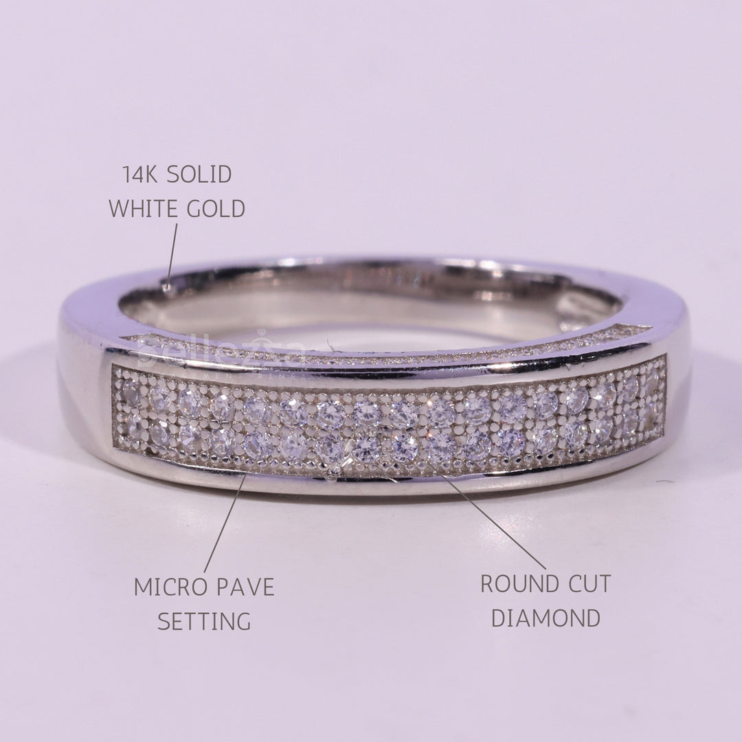 Round Cut Miscro Pave Setting Moissanite Wedding Band