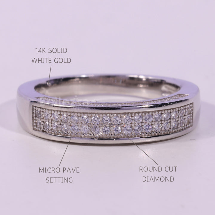 Round Cut Miscro Pave Setting Moissanite Wedding Band