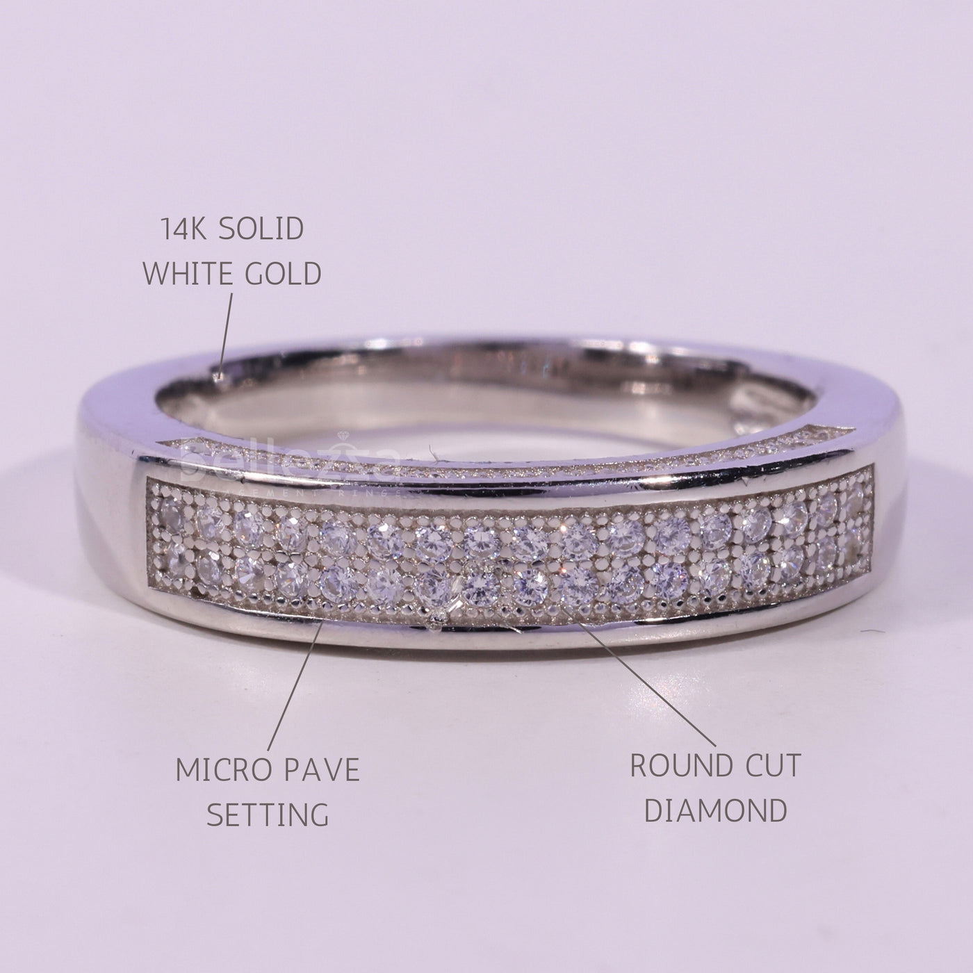 Round Cut Miscro Pave Setting Moissanite Wedding Band