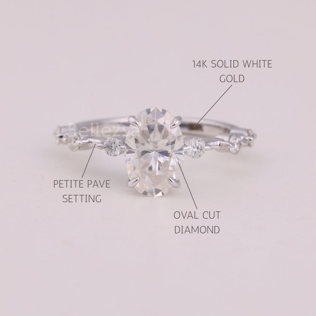1.50CT Oval Cut Petite Pave Setting Engagement Ring