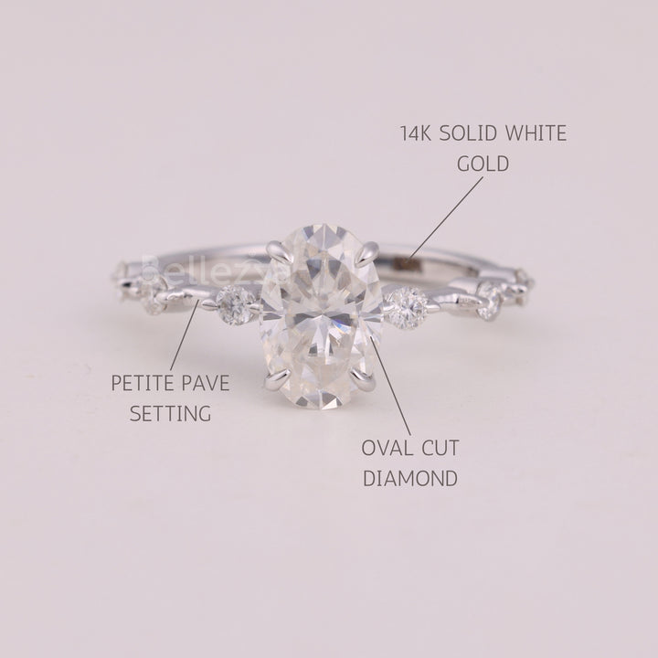 1.50CT Oval Cut Petite Pave Setting Engagement Ring