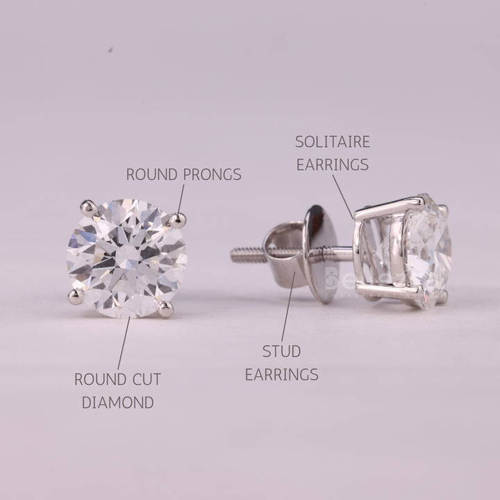 1.0CTW Round Cut Diamond Solitaire Moissanite Stud Earrings
