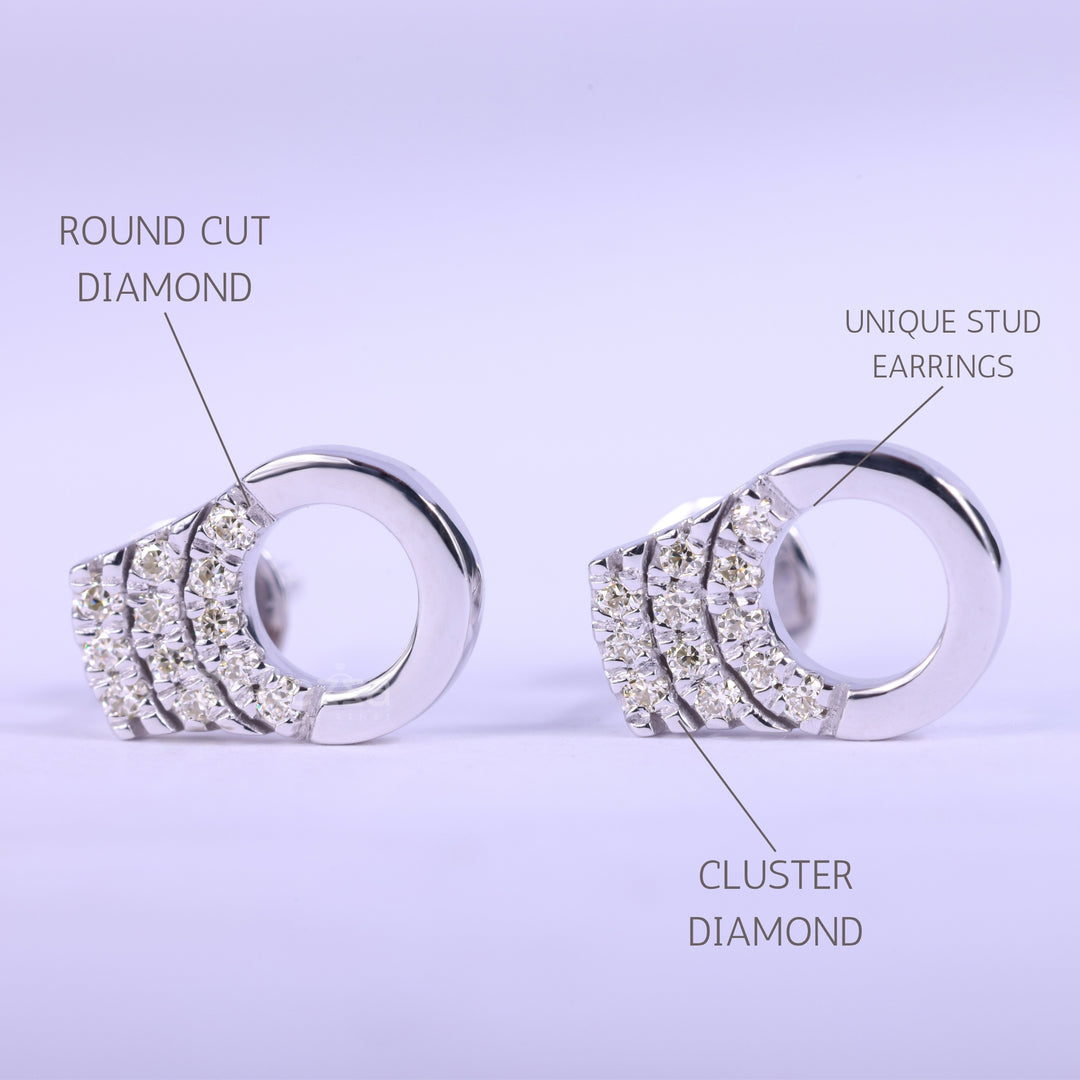 Round Cut Cluster Diamond Moissanite Stud Earrings