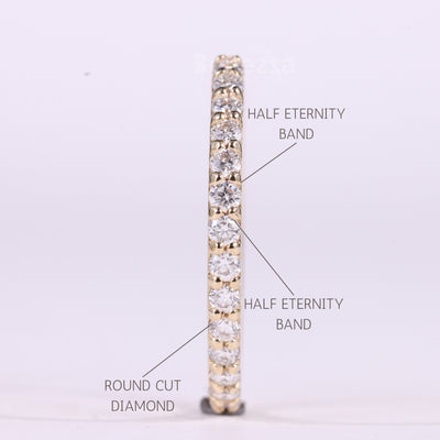 Round Cut Half Eternity Moissanite Wedding Band