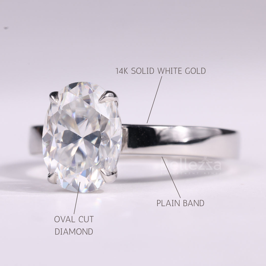 1.50CT Oval Cut Diamond Wide Solitaire Moissanite Engagement Ring