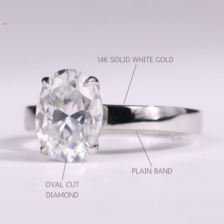 1.50CT Oval Cut Diamond Wide Solitaire Moissanite Engagement Ring