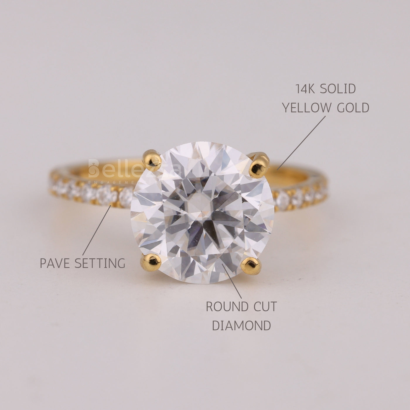 1.0CT Round Cut Diamond Pave Setting Moissanite Engagement Ring