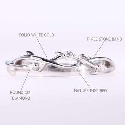 Round Cut Nature Inspired Moissanite Wedding Band