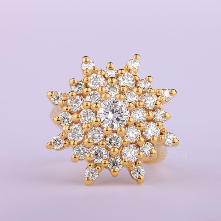 0.50CT Round Cut Cluster Diamond Moissanite Engagement Ring