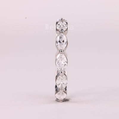 East-West Marquise Cut Diamond Full Eternity Moissanite Wedding Band