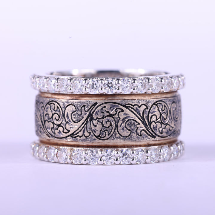 Round Cut Diamond Art Deco Vintage Inspired Unique Wedding Ring