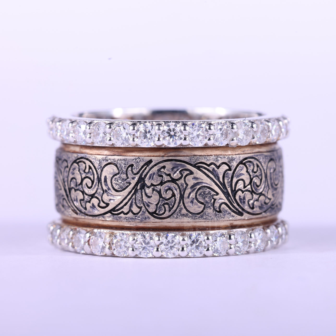 Round Cut Diamond Art Deco Vintage Inspired Unique Wedding Ring
