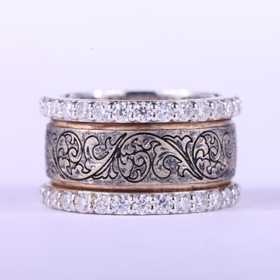 Round Cut Diamond Art Deco Vintage Inspired Unique Wedding Ring