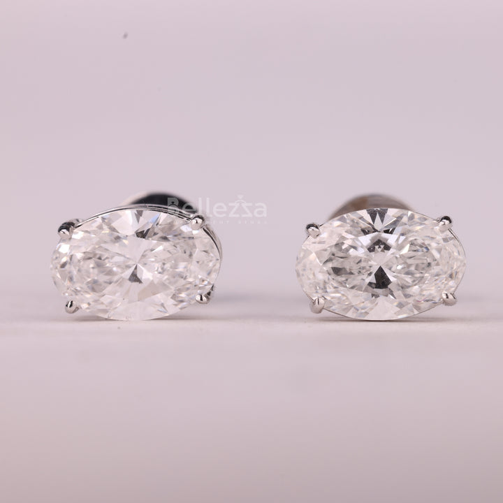 2.0CTW Oval Cut Diamond Moissanite Solitaire Stud Earrings